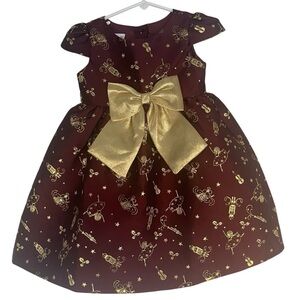Bonnie Jean Nutcracker Ballet Motif Girls Short Sleeve Puffed Sleeve Flare Dress